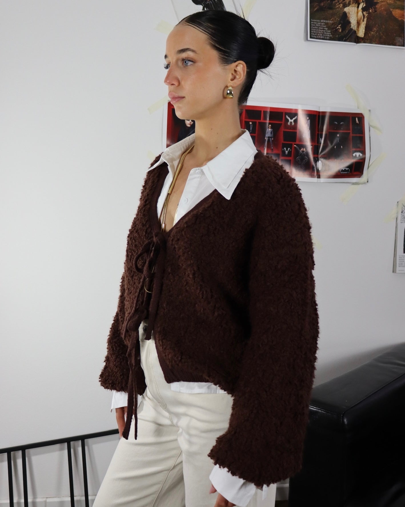 Cardigan teddy marrone