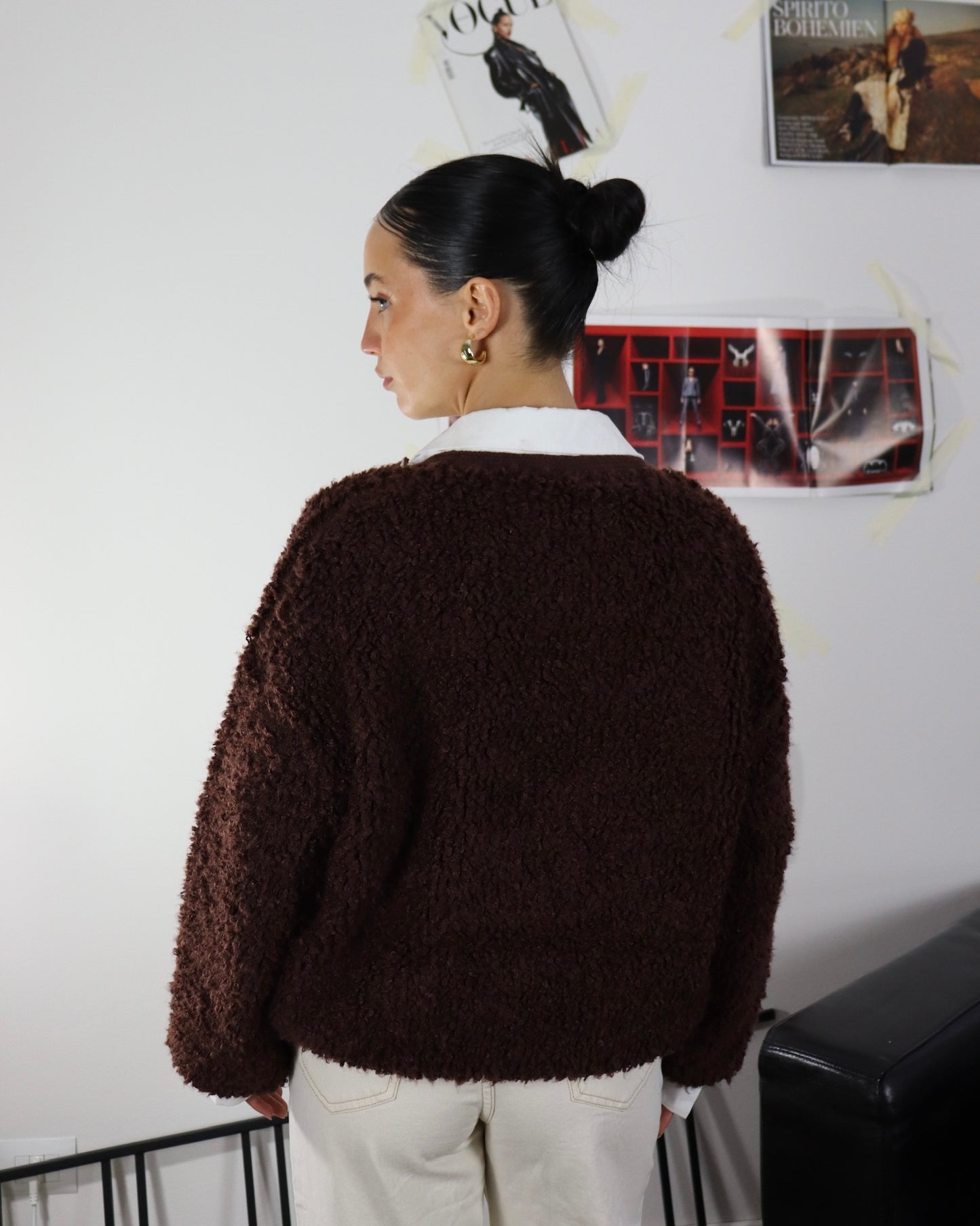 Cardigan teddy marrone